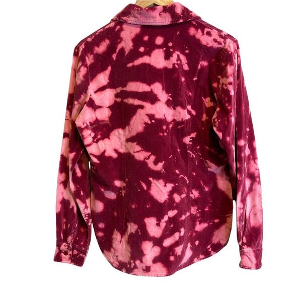 AT LAST & CO JEANSWEAR Y2K PINK TIE DYE BUTTON DOWN VELVET TOP SZ Med - Picture 2 of 6